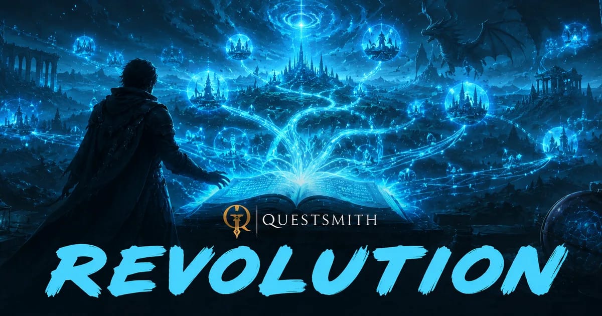 السرد بالذكاء الاصطناعي وآليات RPG المتقدمة — Questsmith